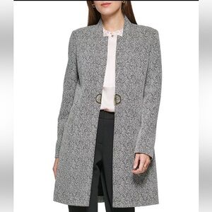DKNY Point Collar Knit Long Topper Jacket